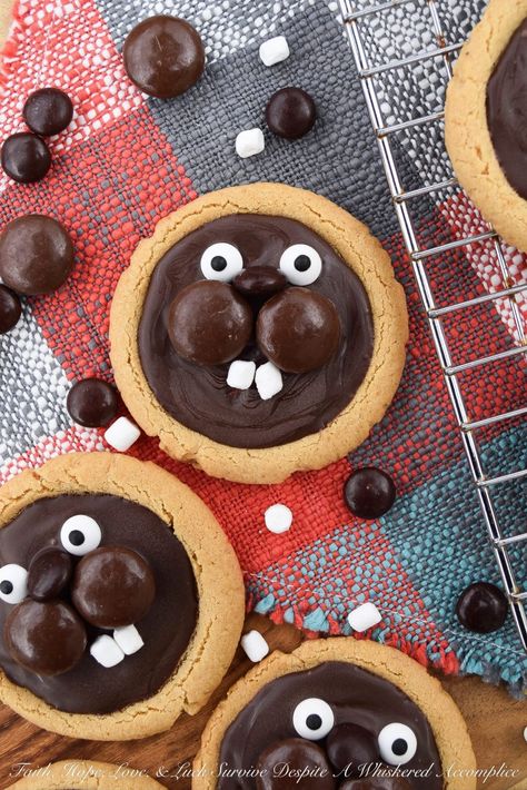 Faith, Hope, Love, & Luck Survive Despite a Whiskered Accomplice Cookies And Candy, Candy Eyeballs, Chocolate Melting Wafers, Cookie Crumbs, Cookies Decorated, Chocolate Decorations, Groundhog Day, Cookie Scoop, Faith Hope Love