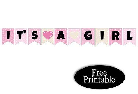 It’s a Girl, Free Printable Cute Baby Announcement Banner Baby Shower Planner Printable Free, Baby Shower Banner Cricut, Letter Banner Printable Free Pink, Baby Girl Books, Baby Girl Banner, Pink Babyshower Template, Free Printable Baby Shower Games, Its A Girl Banner, Cute Baby Announcements