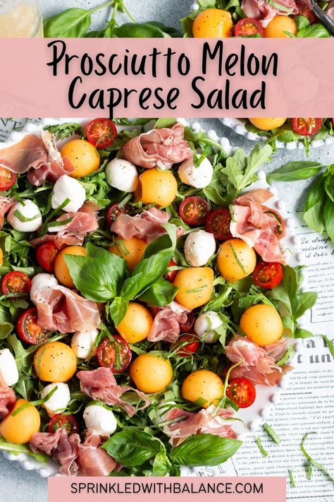 Melon And Proscuitto, Cantaloupe Salad, Prosciutto Melon, Shallot Vinaigrette, Melon Recipes, Prosciutto Recipes, Melon Salad, Caprese Salad Recipe, Mozzarella Salad