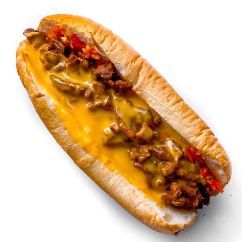 Philadelphia Sandwich, Vegan Cheesesteak, Rice Paper Bacon, Vegan Philly Cheesesteak, Cheap Vegan, Chopped Cheese, Soy Curls, Vegan Cheese Sauce, Cheese Sauce Recipe