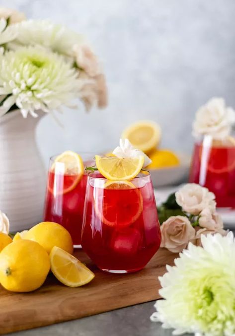 Iced Passion Tea Lemonade (with Tazo) | Foodtalk Iced Passion Tea, Tazo Passion Tea, Passion Tea Lemonade, Honey Lemonade, Honey Simple Syrup, Homemade Lemonade Recipes, Dressing For Fruit Salad, Passion Tea, Red Wine Vinaigrette