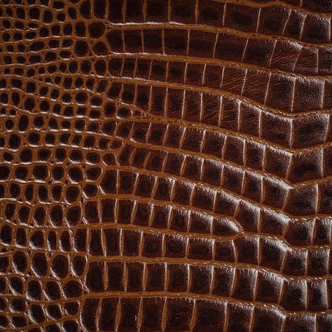 See you later, alligator! Choose this Lorraine Italian Chocolate Semi-Aniline Alligator Embossed Top Grain Cow Leather Hide to say goodbye to your old furniture and say hello to exciting reupholstery! Tanned and finished by hand in Italy, this rich dark brown leather features a subtle multi-tonal effect and textural embossed alligator pattern. A natural paraffin finish lends exceptional luster and higher durability, making this leather suitable for projects meant to last a lifetime. Tactile and Brown Leather Texture, Fabric Texture Pattern, Later Alligator, See You Later Alligator, Italian Pattern, Italian Chocolate, Iconic Wallpaper, Photoshop Projects, Chocolate Leather