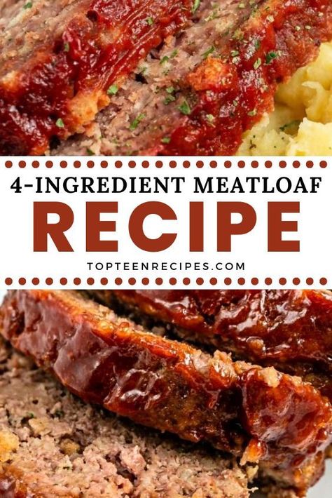 4 Ingredient Meatloaf, Secret Ingredient Meatloaf, Tasty Meatloaf Recipe, Delicious Meatloaf, Homemade Meatloaf, Plats Healthy, Good Meatloaf Recipe, Thanksgiving Menu Ideas, Best Meatloaf