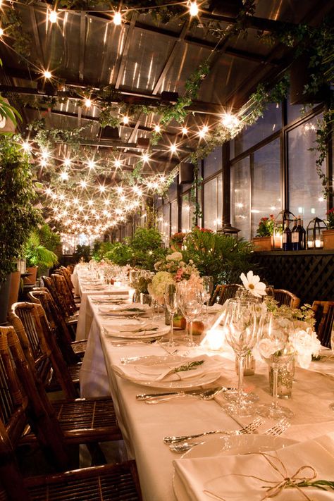 Gramercy Park Hotel lit up very nicely! http://www.partylights.com/String-Lights-Sets Indoor Rehearsal Dinner, Gramercy Park Hotel, Catering Food Displays, Gramercy Park, Luxury Wedding Decor, Hotel Reception, Rooftop Wedding, Food Displays, Tables And Chairs