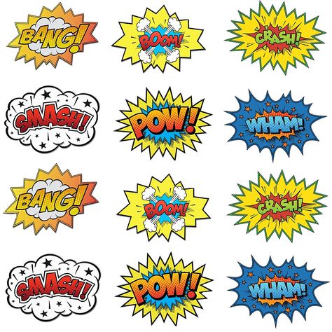 Hero Central Vbs, Avengers Party Decorations, Superhero Party Printables, Word Cutouts, Superhero Printables, Festa Power Rangers, Superman Birthday, Power Ranger Birthday, Superhero Crafts