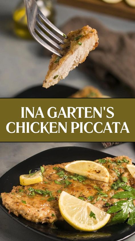 Ina Garten's Chicken Piccata Chicken Piccata Casserole, Ina Garten Recipes Chicken, Lemon Chicken Piccata Recipe, Olive Garden Chicken Piccata Recipe, Chicken Pacata, Easy Chicken Piccata, Chicken Breast Recipes Lemon, Chicken Piccata Ina Garten, White Wine Vinegar Recipes