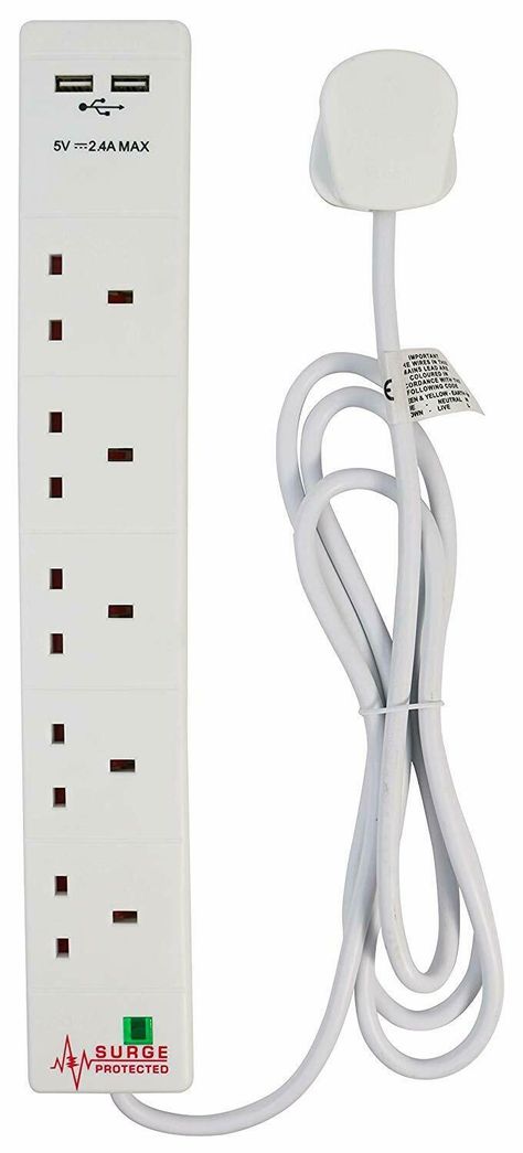 Extension Lead, Extension Cable, Compact Design, Easy Access, The House, Color White, Cable, Electronics, Electronic Products