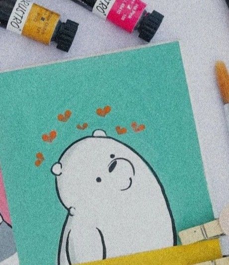 Mini Canvas Art We Bare Bears, We Bare Bears Painting Canvas, Bare Bears Drawing, We Bare Bears Painting, Polar Bear Paint, Canvas Painting Projects, Cute Easy Paintings, Disney Canvas Art, Disney Canvas