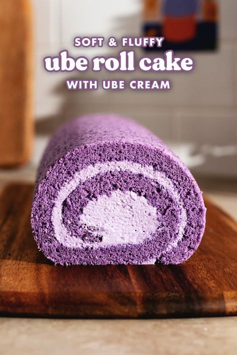 Ube Potato, Ube Roll Cake Recipe, Ube Chiffon Cake Recipe, Ube Chiffon Cake, Ube Roll, Ube Dessert, Hawaii Recipes, Ube Cake, Purple Desserts