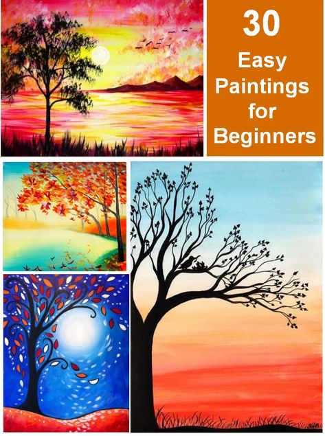 30 Basic Simple Painting Ideas for Beginners, Easy DIY Paintings on Ca – artworkcanvas Wine And Design Painting Ideas, How To Paint For Beginners, Easy Small Canvas Painting For Beginners, Painting Canvas Ideas Easy, Trees Painting Easy, Painting Ideas On Canvas Step By Step, How To Paint Acrylic, Easy Diy Painting Canvas Ideas Simple, Easy Diy Paintings