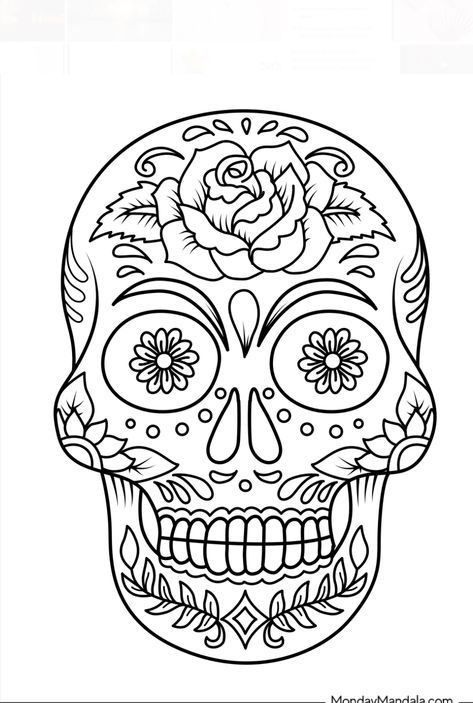 Day Of The Dead Drawings, Sugar Skull Art Drawing, Easy Skull Drawings, Sugar Skull Drawing, Skull Art Drawing, Paint Inspiration, Skulls Drawing, Day Of The Dead Skull, Sugar Skull Art