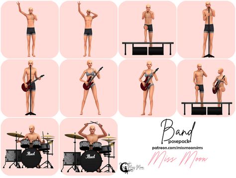 Sims 4 Band Poses, Sims 4 Guitar Poses, Sims 4 Guitar Cc, Sims 4 Music Cc, Sims4 Poses, Sims 4 Poses, Sims Poses, Ts4 Poses, Sims 4 Piercings