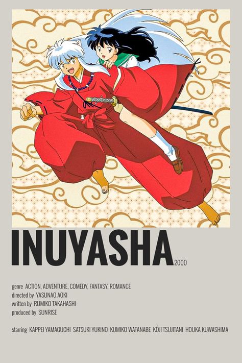 inuyasha minimalist/alternative anime poster Inuyasha Cover Photo, Inuyasha Minimalist Poster, Inuyasha Cover, Anime Posters Minimalist, Anime Film Poster, Anime Posters Room Decor, Anime Poster Prints, Minimalist Anime, Anime Minimalist Poster