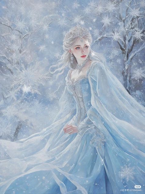 Ice Fairy Art, Fantasy Dress Concept Art, Ice Queen Anime, Ice Queen Art, Royal Dress Aesthetic, Ice Mage, Ice Queen Dress, Ice Kingdom, Ice Fairy