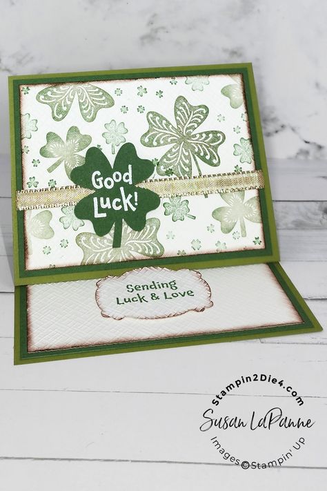 Stampin Up Card Ideas, St Patricks Day Cards, One Sheet Wonder, Red Decor, Green Cards, Fancy Fold Cards, Crimson Red, Fancy Folds, Happy St Patricks Day