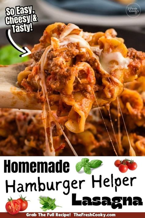 Homemade Hamburger Helper Lasagna Recipe Lasagna Hamburger Helper Homemade, Hamburger Helper Lasagna, Lasange Recipe, Mini Lasagna, Hamburger Helper Recipes, Italian Chopped Salad, Lasagna Noodles, Pot Lasagna, Homemade Hamburger