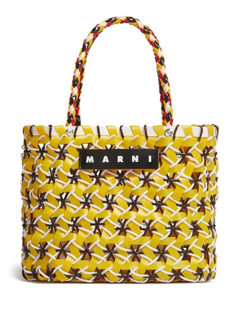 Marni Market Cake Basket Woven Tote Bag - Farfetch Cake Basket, Marni Market, Basket Woven, Leather Tote Bags, Designer Tote Bags, Designer Totes, Woven Tote Bag, Tote Bag Leather, Gucci Bags