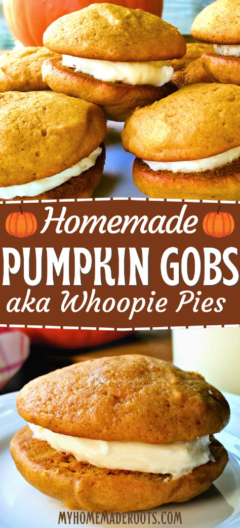 Soft and fluffy Pumpkin Gobs filled with creamy frosting are the ultimate fall treat! These nostalgic pumpkin whoopie pies are perfect for autumn celebrations, cozy gatherings, or a delicious snack. Easy to make and full of pumpkin spice flavor. #PumpkinGobs #FallBaking #WhoopiePies #PumpkinSpice #AutumnTreats #HomemadeDesserts #CozyFallRecipes Pumpkin Gobs, Pumpkin Whoopie Pie Recipe, Cozy Fall Recipes, Pumpkin Whoopie Pies, Pie Cookies, Whoopie Pie, Homemade Pumpkin Pie, Buttercream Filling, Dessert For Two