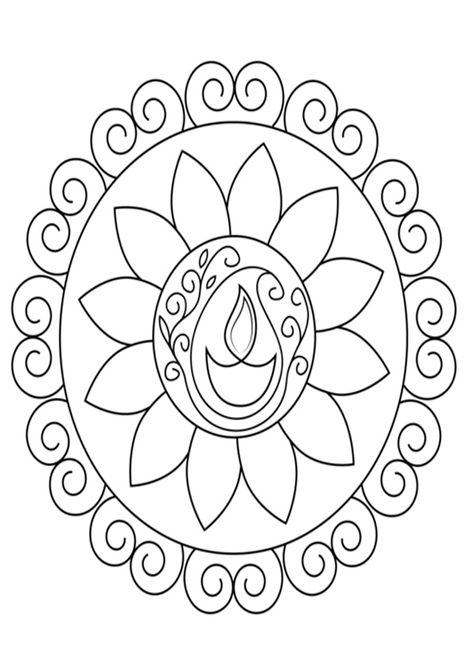 Rangoli Coloring Pages, Diwali Colours, Diwali For Kids, Diwali Activities, Diwali Drawing, Photographer Business Card Template, Rangoli Simple, Rangoli Colours, Rangoli Patterns