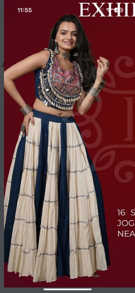 Navratri Outfits, Chaniya Choli Designs, Western Dresses For Girl, Garba Dress, Long Blouse Designs, Lehenga Saree Design, Navratri Dress, Dresses By Pattern, Lehenga Designs Simple