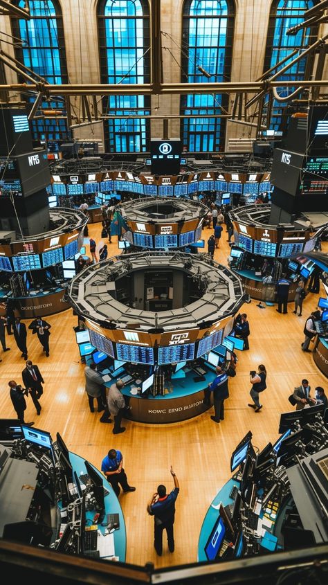 Trading Floor Buzz: Traders and financial professionals engage in lively activity on the busy stock exchange trading floor. #trading #floor #stock #exchange #professionals #finance #activity #busy #aiart #aiphoto #stockcake https://ayr.app/l/PLEy Trading Floor, Itunes Card, Trading Desk, Stocks And Bonds, Stock Trader, Best Stocks, Stock Exchange, Stock Trading, International Trade