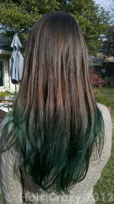 Witchy Hair, Green Dip, Dark Green Hair, Hair Dye Tips, Dip Dye Hair, Brown Ombre Hair, Multi Colored Hair, After Midnight, Haircut And Color