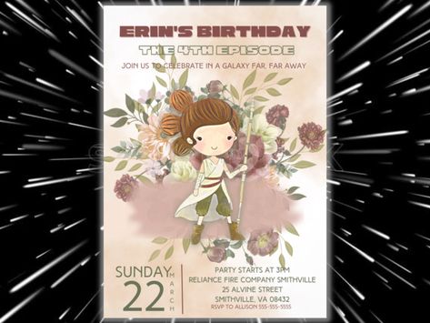 Excited to share this item from my #etsy shop: Star Wars Birthday Invitation, Girl Star Wars Party, Rey Birthday Invitation, Printable Invitation, Digital Download, Star Wars Party #pink #flat #horizontal #starwarsbirthday #starwarsparty #reystarwars #girlstarwarsparty #starwarsinvitation #birthdayinvitation Girls Star Wars Party, Star Wars Birthday Party, Rey Star Wars, May The 4th Be With You, Star Wars Birthday, Star Wars Party, Girl Birthday Party, Invitation Digital, Invitation Printable