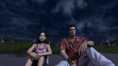 Kiryu And Haruka, Ryu Ga Gotoku, Yakuza 6, Yakuza 3, Beach At Night, Xbox Game, Playstation Games, Dragon Quest, Japanese Tattoo