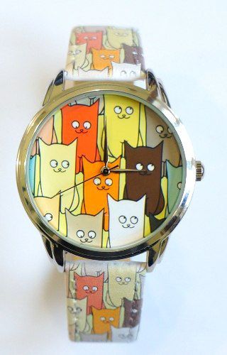 CATS Watch Wristwatch by ZIZWatches on Etsy, Unusual Watches, Cat Clock, Cat Watch, Cat Items, Cat Fashion, Cat Accessories, Cat Jewelry, Cat Theme, Wrist Watches