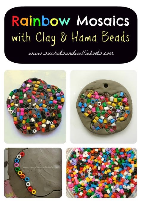 Sun Hats & Wellie Boots: Rainbow Mosaics with Clay & Hama Beads Boots Rainbow, Wellie Boots, Arts And Crafts Ideas, Museum Education, Rainbow Mosaic, Clay Crafts For Kids, Wellies Boots, Outdoor Activities For Kids, Fun For Kids