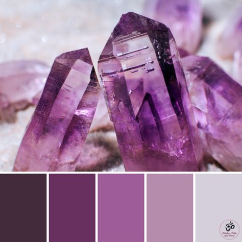 Colour Palette based off of purple Amethyst Amethyst Colour Palette, Crystal Color Palette, Amethyst Color Palette, Amethyst Palette, Purple Fairytale, Color Palets, Lavender Color Palette, Monday Outfit, Colour Therapy