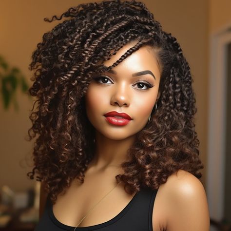 Bohemian Passion Twist With Curls, Passion Twists Highlights, Medium Knotless Passion Twists, Small Passion Twists Hairstyle, Passion Twists Shoulder Length, Passion Twist Crochet Hairstyles, Passion Twists Box Braids, African Hair Braiding Styles Ideas, Twist For Black Women