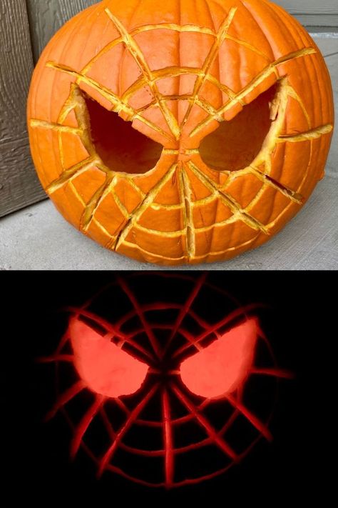 Superhero Pumpkin, Funny Pumpkin Carving Ideas, Funny Pumpkin Carving, Spiderman Pumpkin, Pumpkin Carving Idea, Halloween Pumpkins Carvings Designs, Funny Pumpkin Carvings, Halloween Pumpkin Crafts, Carve Pumpkins