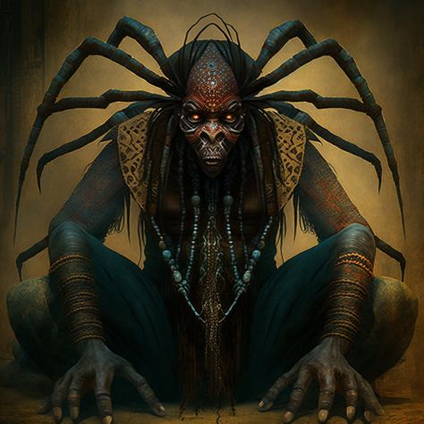 African Demon, Spider God, Anansi The Spider, Devils Due, Oshun Goddess, African Gods, Trickster God, Voodoo Art, Devil's Due