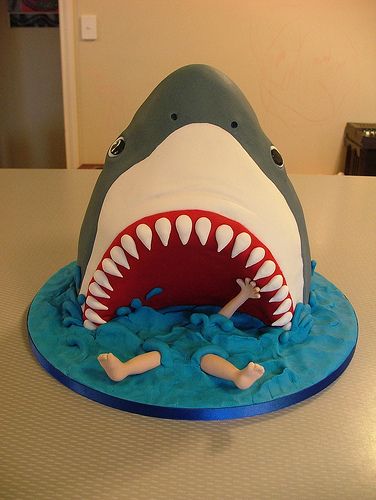 Jaws | Different angle.....Dana was quick to tell me I had h… | Flickr Shark Cakes, Shark Stuff, Best Cake Ever, Shark Cake, Birthday 4, Shark Party, Crazy Cakes, Shark Birthday, Kids Cakes