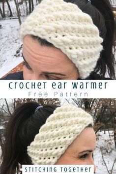 Crochet Ear Warmer Free Pattern, Headband Crochet Pattern, Crochet Ear Warmer Pattern, Crochet Headband Free, Easy Crochet Headbands, Bandeau Au Crochet, Crochet Headband Pattern Free, Headband Crochet, Winter Headband