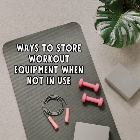 Keep your workout area organized and free of clutter with these easy storage tips! #workout #fitness https://www.theworldaccordingtome.org/fitness-health/1713761_at-home-gym-essentials-home-gym-on-a-budget/?the-best-affordable-home-workout-equipment-for-2023 How To Store Gym Equipment At Home, Organize Exercise Equipment At Home, Organizing Workout Equipment, Storing Gym Equipment Home, How To Store Workout Equipment, Exercise Equipment Storage Ideas, Dumbbell Storage Ideas Small Spaces, Storing Dumbbells At Home, Bosu Ball Storage Ideas