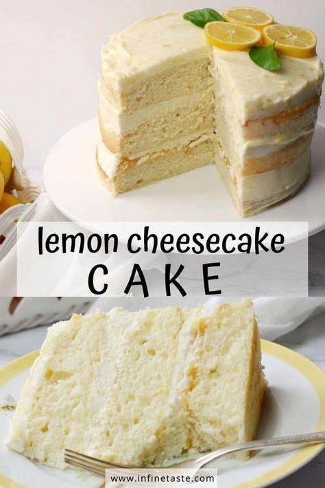 Lemon Cheesecake Cake, Lemon Cheesecake Filling, Baking Cheesecake, Recipes Deserts, Cake With Lemon Curd, Cheese Cake Filling, The Best Cakes, Lemon Cheesecake Recipes, Cake Cups