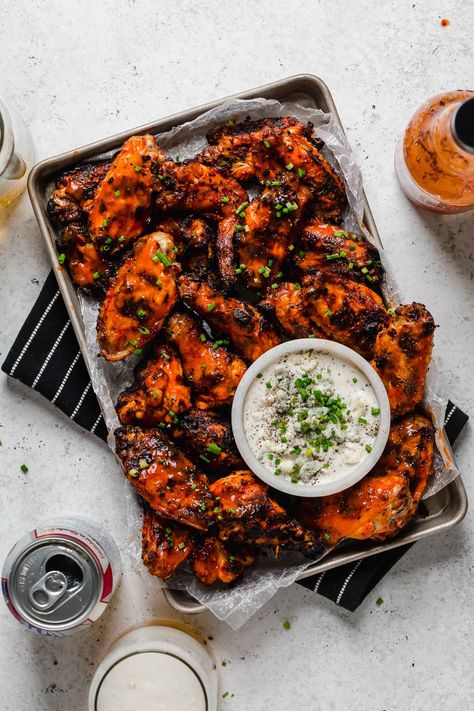 Best grilled chicken wings recipe (3 ingredients) | My grilled buffalo chicken wings recipe (grilled hot wings!) stay juicy from a secret step & ingredient! Plus, exact steps for how to grill chicken wings. #playswellwithbutter #chickenwings #grilling #chickenwingsrecipe #grilledchicken #easychickenwings Best Grilled Chicken Wings, Wings Recipe Grilled, Grilled Chicken Wings Recipe, Buffalo Chicken Wings Recipe, Perfect Grilled Chicken, Best Chicken Wing Recipe, Grilled Buffalo Chicken, Best Grilled Chicken, Easy Chicken Wings