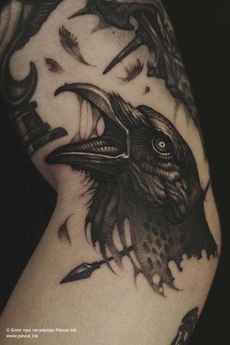 Gotik Tattoo, Crow Tattoo Design, Shadow Tattoo, Crow Tattoo, Neck Tattoo For Guys, Fire Tattoo, Raven Tattoo, Getting A Tattoo, Creepy Tattoos