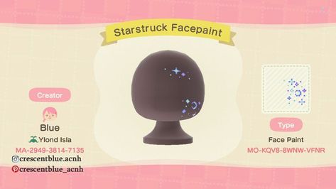 Celestial-themed face paint design (version 1) Animal Crossing Face Paint, Acnh Face Paint, Dark Elegance, Paint Design, Face Painting Designs, Paint Code, Facepaint, Post Design, Face Painting