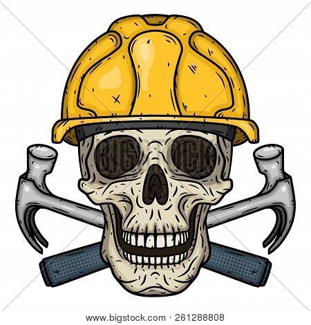 Construction Helmet, Hammer Tattoo, Mechanics Logo, Skull Helmet, Design Engineer, Hard Hat Stickers, Tattoo Vector, Human Icon, Symbol Tattoo