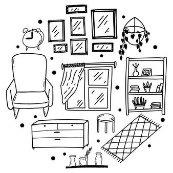 Doodle Interior, Furniture Doodle, Chair Doodle, Interior Design Sketchbook, Design Sketchbook, Doodle Style, Drawing Skills, Simple Doodles, Peg Dolls