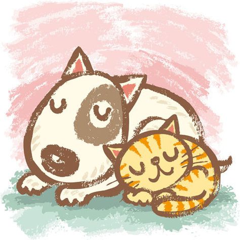 Dog and Cat by Toru Sanogawa, via Behance Cat And Dog Drawing, Bull Terrier Art, Cat Doodle, Drawing Faces, Cat Vector, Cat Eyes, Cat And Dog, Arte Animal, Dog Drawing