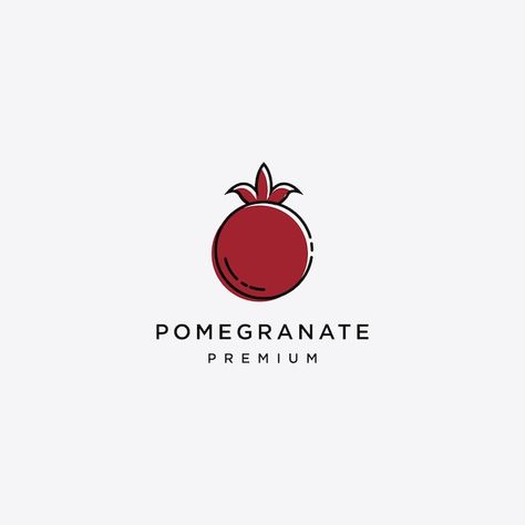 Vector abstract logo and pomegranate des... | Premium Vector #Freepik #vector #pomegranate-logo #artwork-design #fruit-logo #graphic-art Pomegranate Illustration Design, Pomegranate Logo Design, Pomegranate Logo, Pomegranate Vector, Pomegranate Art, Pomegranate Design, Fruit Logo, Graphic Drawing, Logo Artwork