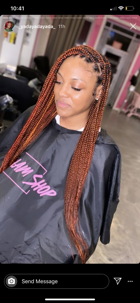 #braids #knotlessbraids #copper #burntorange #mosiacbraids #colorfulbraids #waistlengthknotless braids by: IG @_yadayadayada_ worn by: IG @a.kween_ Ombre Copper Box Braids, Ginger Ombre Box Braids, Cinnamon Knotless Braids, Copper Brown Braids Black Women, Knotless Box Braids Orange, Knotless Braids Fall Colors, Copper Knotless Braids Black Women, Copper Brown Box Braids, Copper Box Braids Black Women