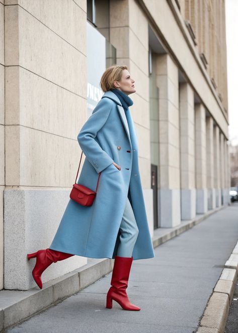 #fashion #outfit #divat Light Blue Peacoat Outfit, Blue Peacoat Outfit, Light Blue Coat Outfit, Peacoat Outfit, Monochromatic Outfit, Fashion Outfit, Capsule Wardrobe, Light Blue, Wardrobe