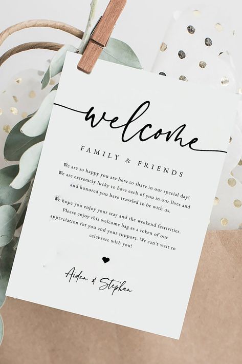 Welcome Bag Note, Destination Wedding Itinerary, Wedding Order Of Events, Wedding Timeline Template, Timeline Wedding, Free Wedding Invitation Templates, Wedding Welcome Gifts, Destination Wedding Welcome Bag, Order Of Events