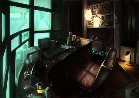 Surveillance Room, Cyberpunk Room Ideas, Cyberpunk Interior, Cyberpunk Room, Photo Prompts, Pretty Knives, Bedroom Eyes, Concept Board, I Dont Know