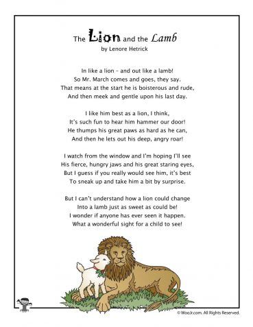 March Kids Poem The Lion and the Lamb March Poem, Letter L Crafts, Letter L Worksheets, Poem For Kids, The Lion And The Lamb, Lamb Craft, Lion And The Lamb, March Reading, Alphabet Letter Activities